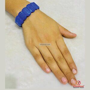Lapis Gemstone Bracelet, Handmade Beaded Lapis Lazuli Statement Bracelet